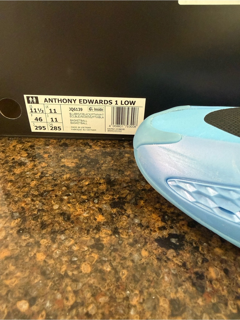 Adidas Anthony Edwards AE1 Low/Blue/Black size Men 11.5 - Picture 8 of 8